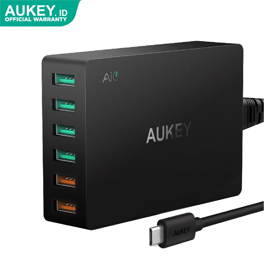 Aukey PA-T11 Wall Travel Charger 6 Port Quick Charge / Fast Charging 3.0 (Garansi Resmi 2 Tahun)