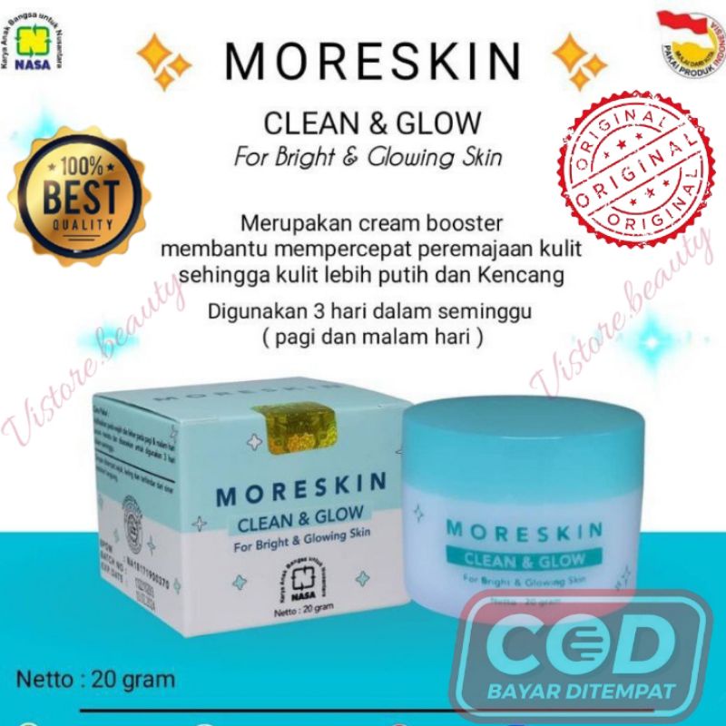 MORESKIN CLEAN AND GLOW 100% ORIGINAL NASA / SKINCARE ROUTINE / KRIM PELEMBAB / PELEMBAB WAJAH / PEM