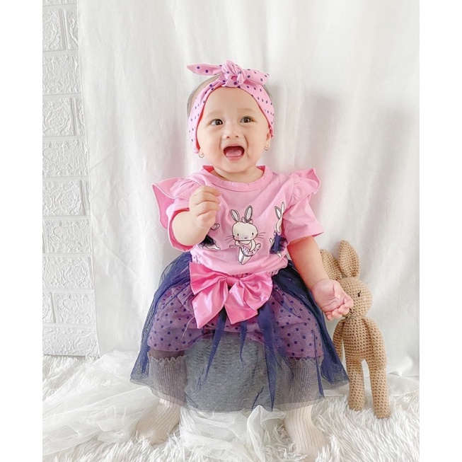 Renkidswear baju jumper bayi anak perempuan romper newborn baby cewek 0 12 18 bulan BALLERINA BUNNY TUTU PANTS jumper fashion setelan jumper anak perempuan