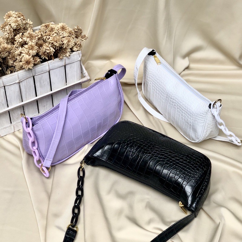 Tas bahu croco rantai plastik