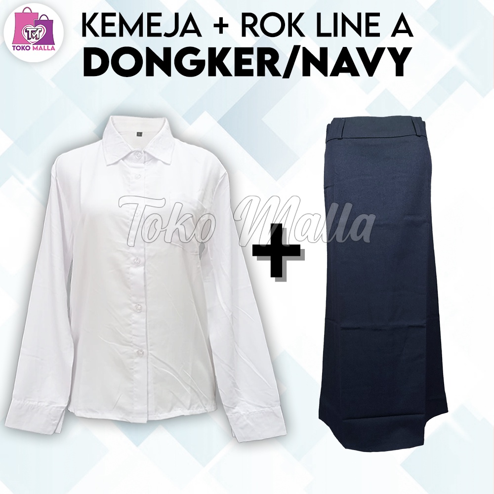 Setelan Kemeja Putih Set Wanita,1 SET KEMEJA & ROK Line A "DONGKER" WANITA, Jas Formal, One Set Wani