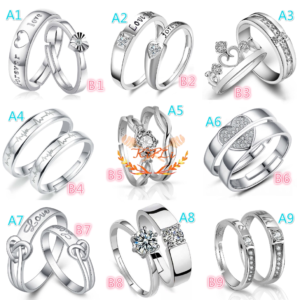 925 Silver Cincin,Pasangan Berlian Mode Wanita,Perhiasan Cincin Couple Rings