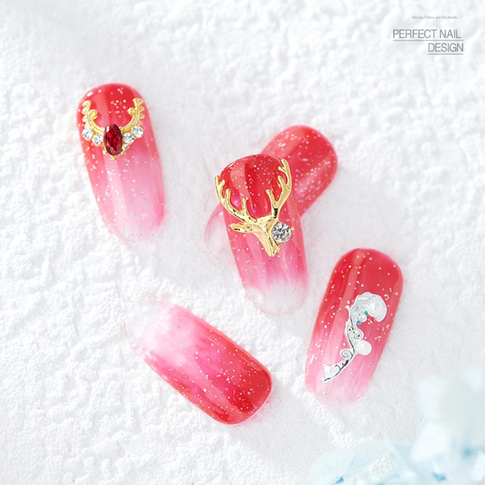 Mxbeauty 10Pcs / Lot Hiasan Kuku 3D Bentuk Tanduk Rusa Aksen Kristal + Berlian Imitasi Untuk Nail Art