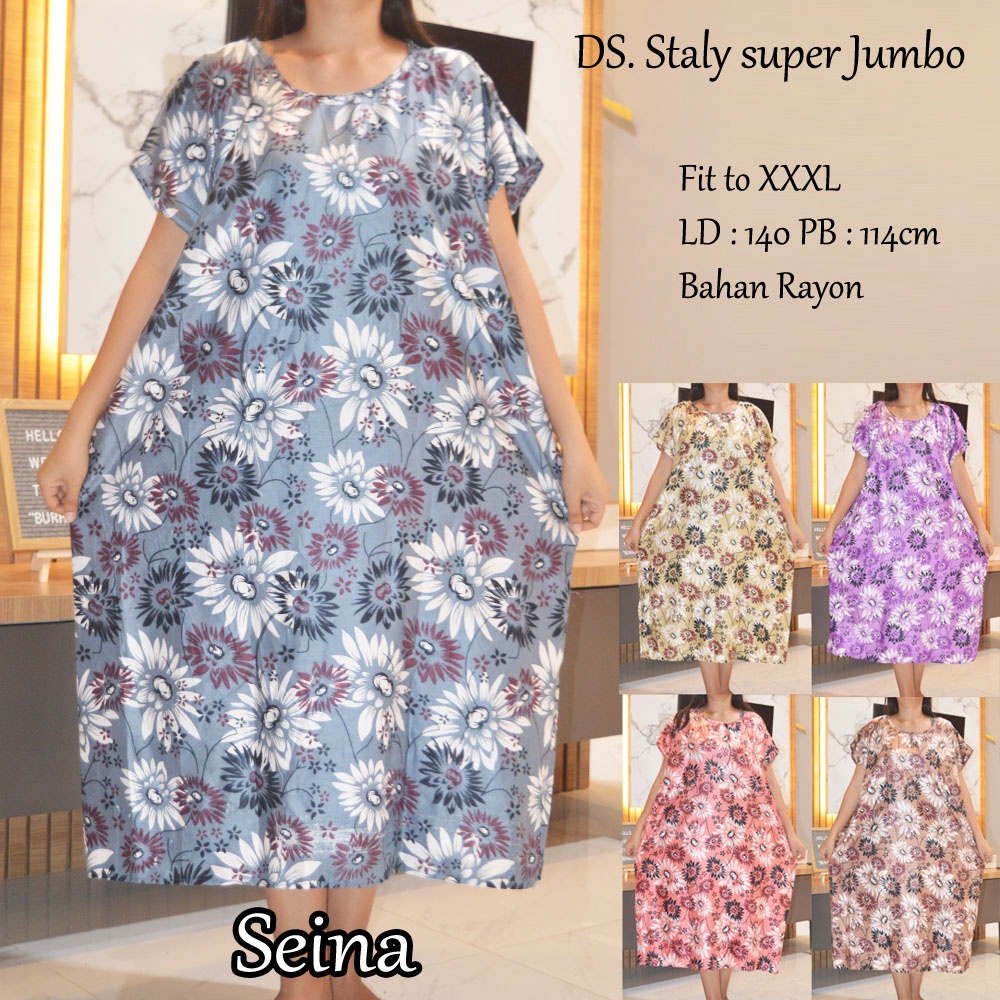 Daster super Jumbo staly LD 140 | 1kg muat 5pcs  | daster murah-Seina