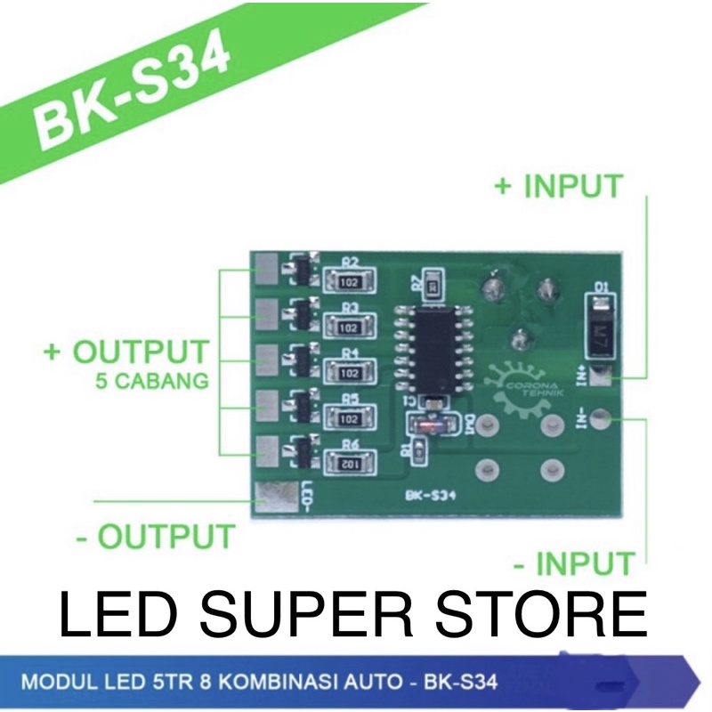 [20PC] Modul LED Running S34 5 Jalur 5TR 8 Mode Kedip Otomatis ( 20 Biji )