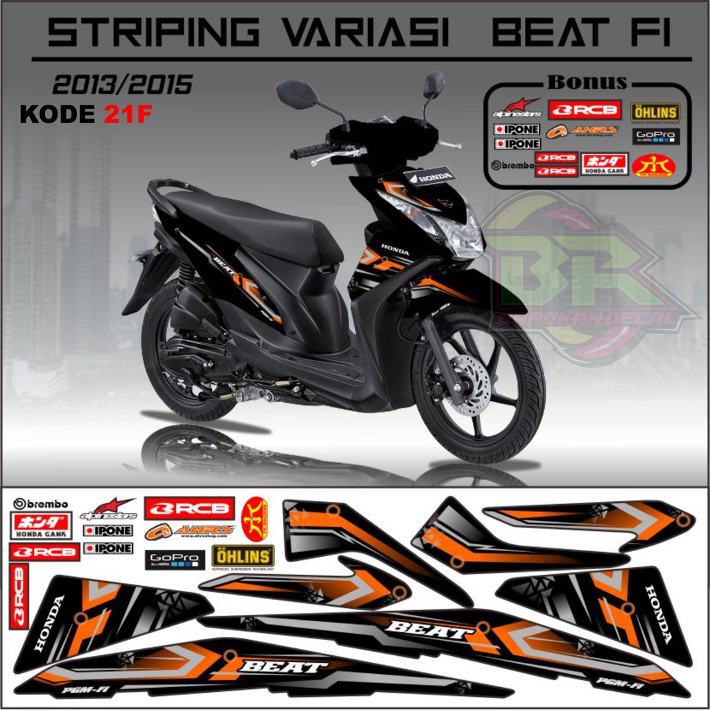 Striping Beat Fi 2013-2016 Stiker Lis Motor Beat Variasi kode 21