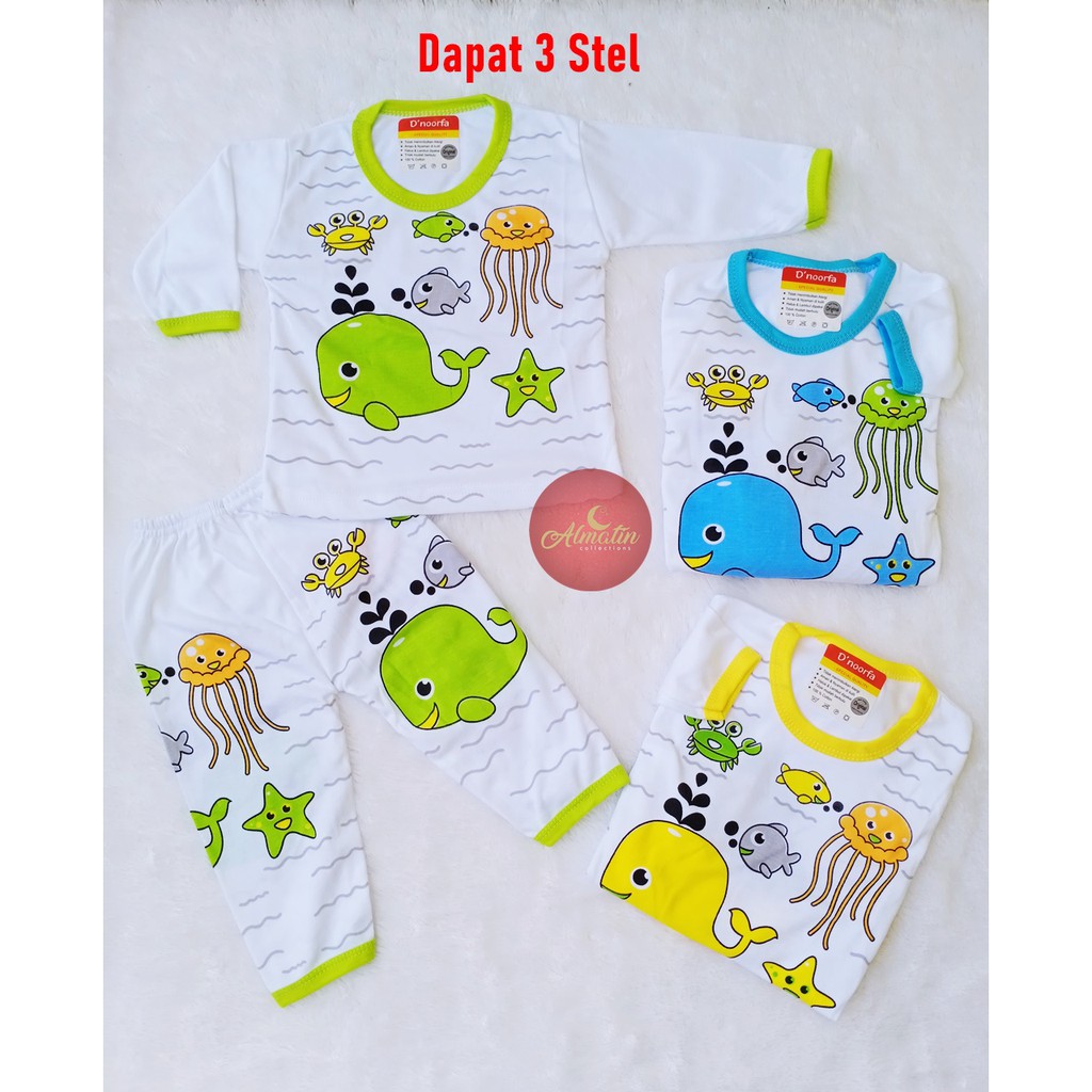 Baju Bayi 3 stel panjang / 3 Setel Setelan Baju Bayi Panjang Piyama