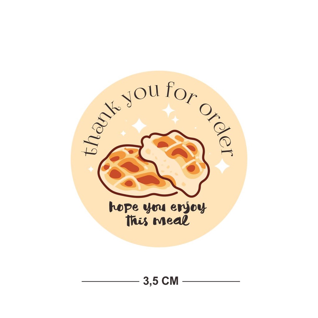 

60 Pcs Stiker Terima Kasih Thank You for Order Stiker Selamat Menikmati Enjoy Your Meal Thema Wafle Croufle Label Untuk Food atau Makanan Bisa COD TK43