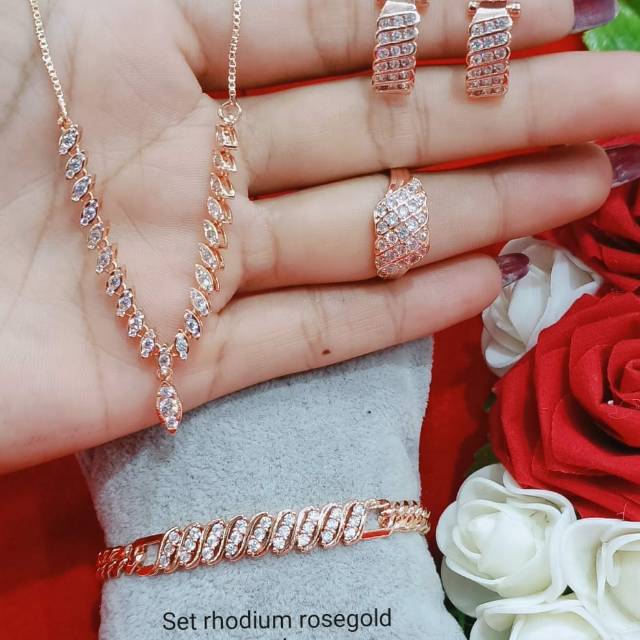 Set Tura padi replika berlian mewah kalung tura padi