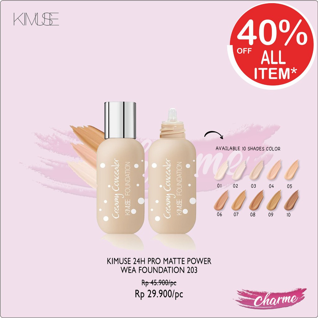 (READY & ORI) Kimuse 24H Pro Matte Power Wea Foundation Alas Bedak kms203