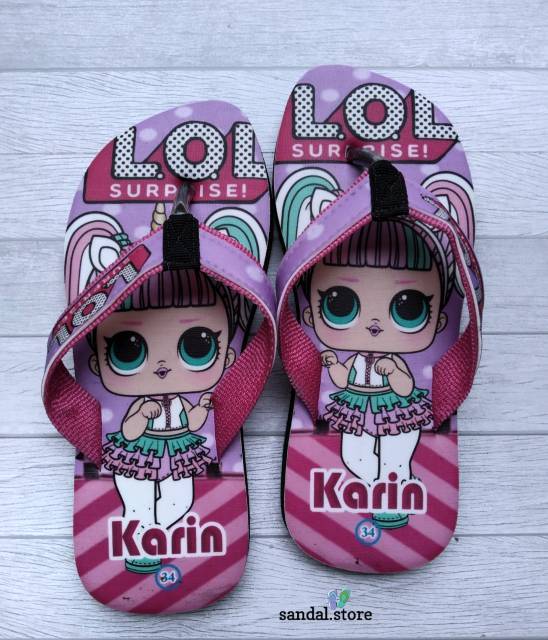 SANDAL CUSTOM NAMA KARAKTER LOL ANAK/DEWASA FREE CUSTOM SUKA SUKA