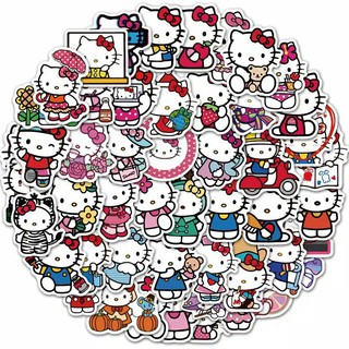  10 pcs STIKER  STICKER  HELLO KITTY LUCU BISA TEMPEL  DI  HP 