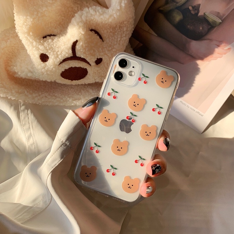 Cherry Bear Transparan Simple Softcase Polos Bening iphone 7/8+ XS XS Max XR 11 Pro Max 12 Pro Max