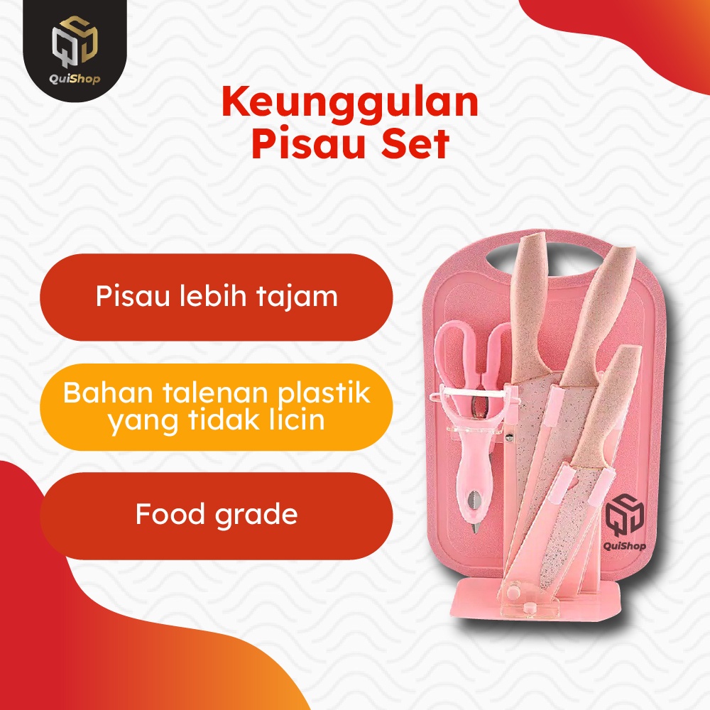 Pisau Dapur Set Kitchen Knife Set Gift 7 in 1 POENSCAE Alat Pemotong Makanan Peralatan Dapur Termurah Berkualitas