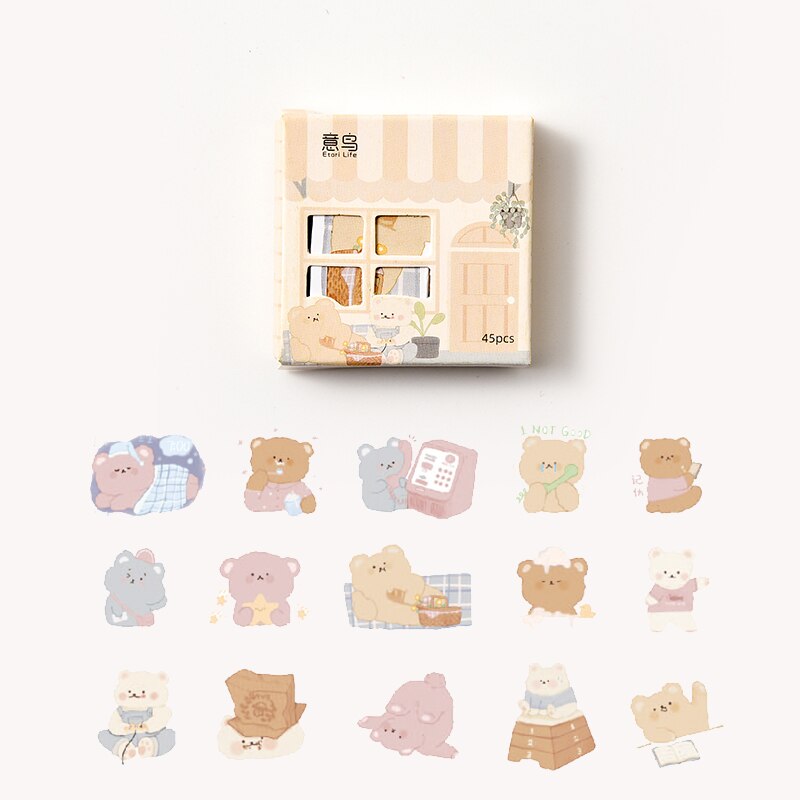 Mohamm 45pcs / Kotak Stiker Motif Rumah Kawaii Untuk Dekorasi Scrapbook / Stationery Sekolah-D