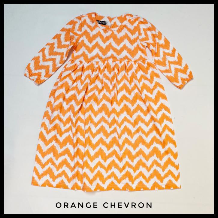 Gamis Kaos Anak - Orange Chevron, Xs