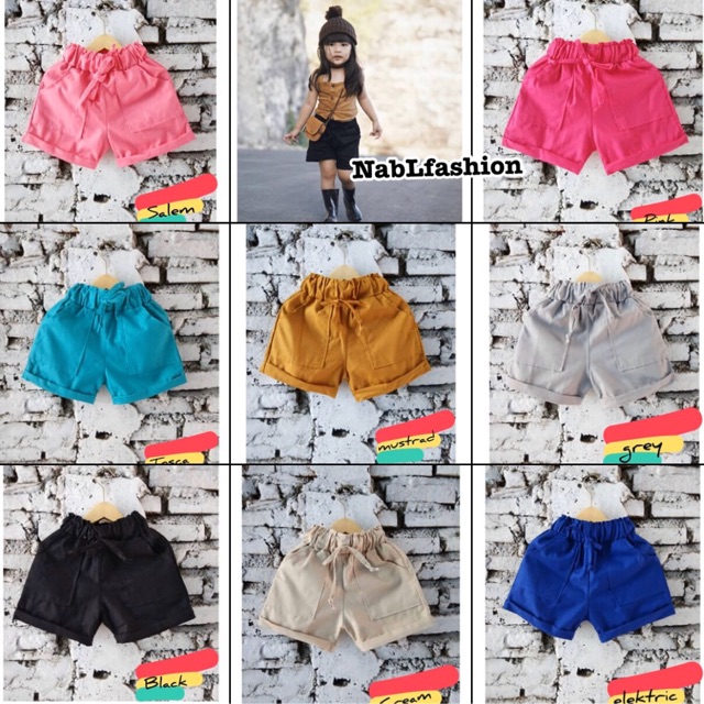 Celana pendek daily hotpant anak Size 2-7 tahun kids dan junior  candy pants nablfashion