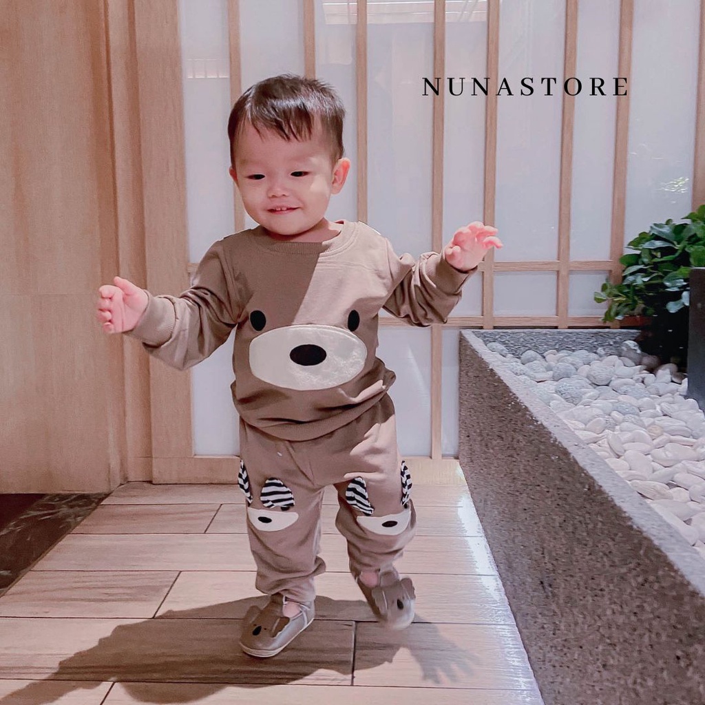 Nuna Store SaintQueen baju anak laki laki / baju anak perempuan / Motif Telinga Beruang / Setelan Baju Bayi 6 bulan - 2,5 tahun