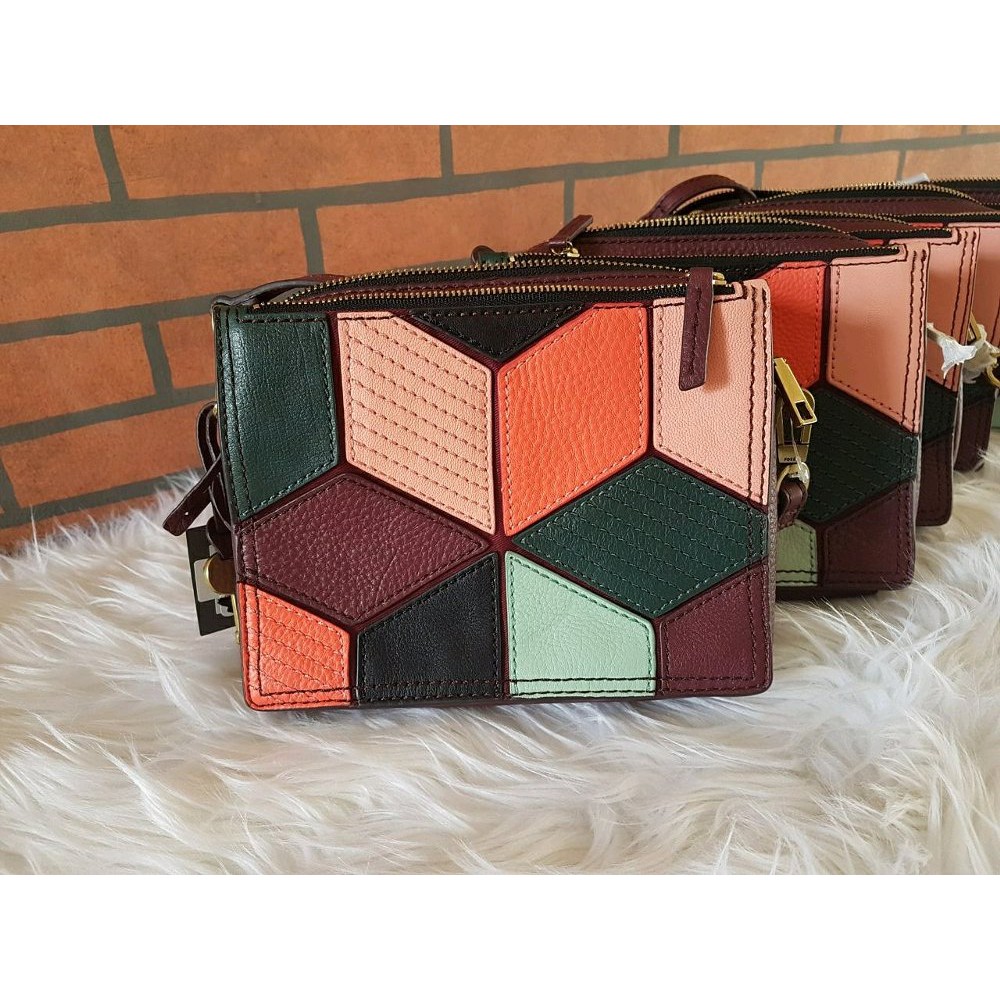 [DISKON] tas wanita fossil original champbell crossbody patchwork Berkualitas