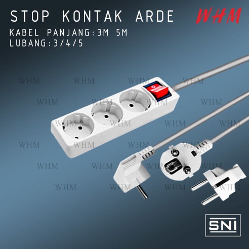 SNI STOP KONTAK 3/4/5LUBANG + KABEL PANJANG 3M &amp; 5M / STOP KONTAK KABEL COLOKAN