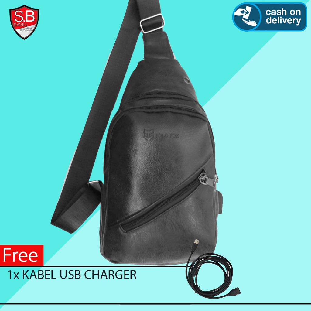 Tas selempang kulit pria Import POLO FOX tas slempang pria