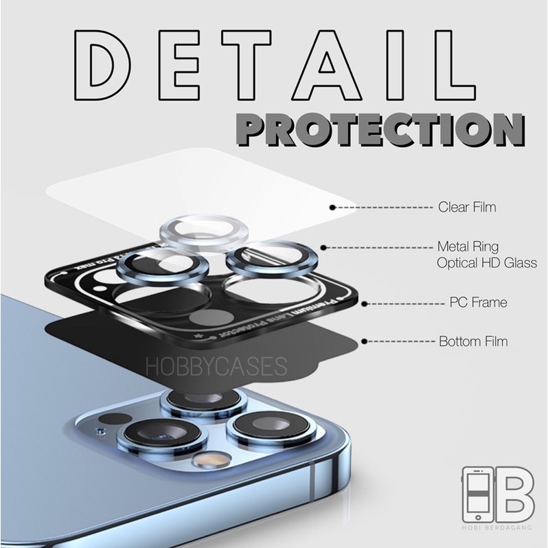 Metal Ring Lens Camera Protector Glass iPhone 11 12 13 14 PRO MAX