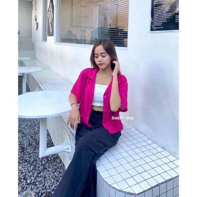 Kemeja Crop Polos // Kemeja Wanita