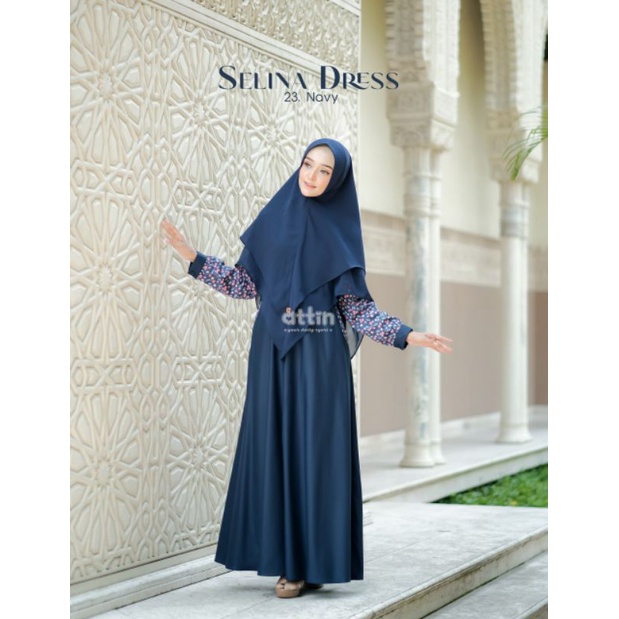 Gamis polos kombinasi selina dress by attin