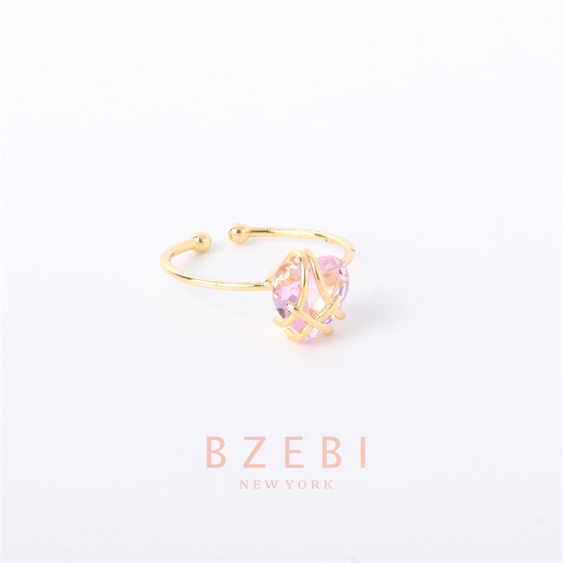 Bzebi Cincin Emas Barbie Diamond Castle 18k Bentuk Hati Pink 916 Dapat Disesuaikan Dengan Kotak Eksklusif 406r-1