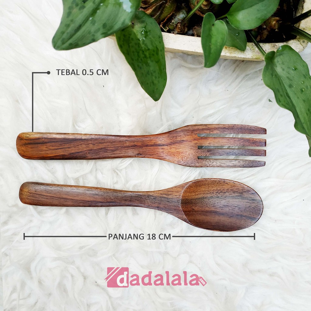 DADALALA 1 Set Sendok + Garpu Kayu Sonokeling Ala Korea Untuk Madu dan Souvenir