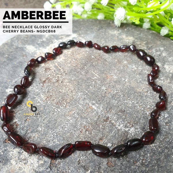 Kalung Amber Bayi Anak TK/SD Premium Glossy Cherry Beans NGCB68 By Amber Bee