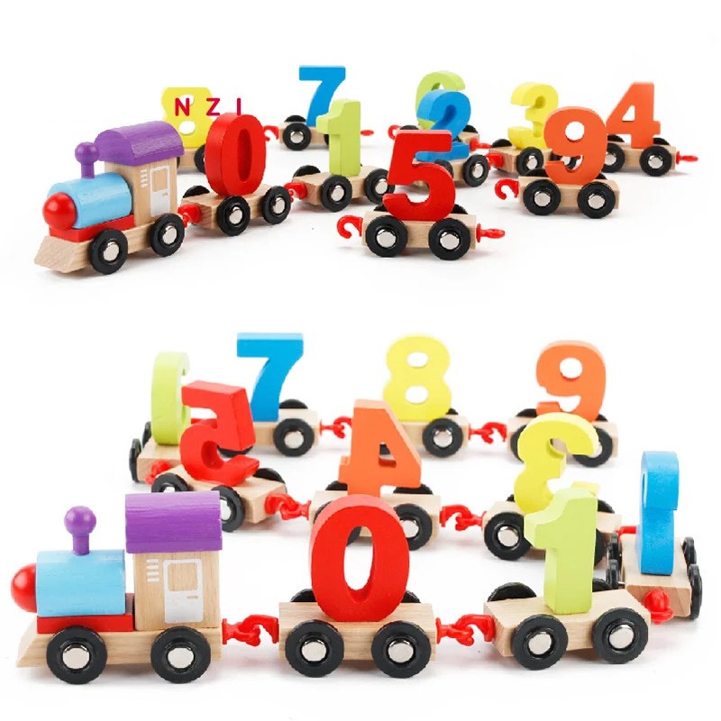 Wodden Train 123 Number Mainan Balita Wooden Toys Mainan Kayu Mainan kereta Anak Puzzle Kayu