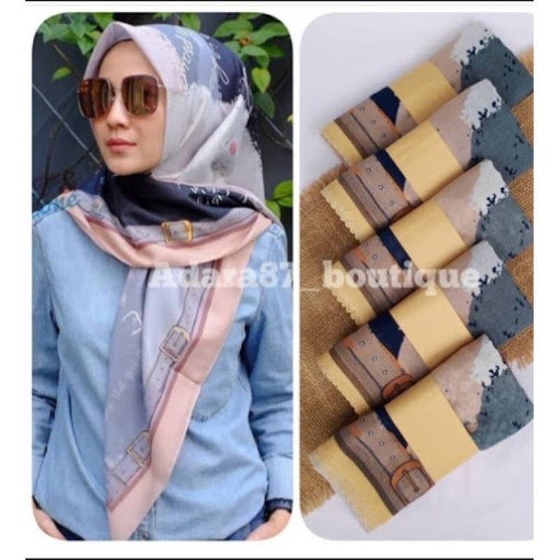 hijab segiempat motif gesper Lc