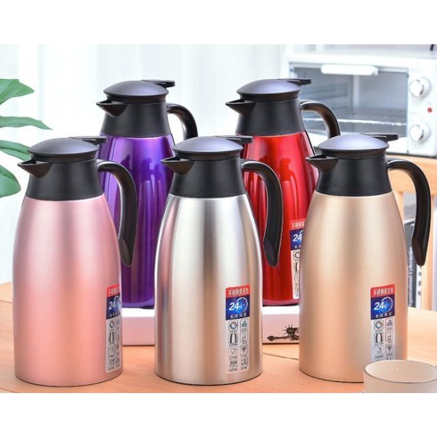 SHENAR-european vacuum jug - sus 304 termos air vacuum stainless steel panas dingin teh kopi 2 liter warna COD