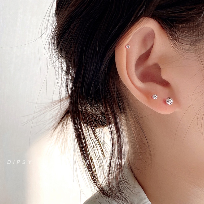 We Flower s925 Silver Small Beaded Stud Earrings for Women Girls Simple Fashion Ear Jewelry