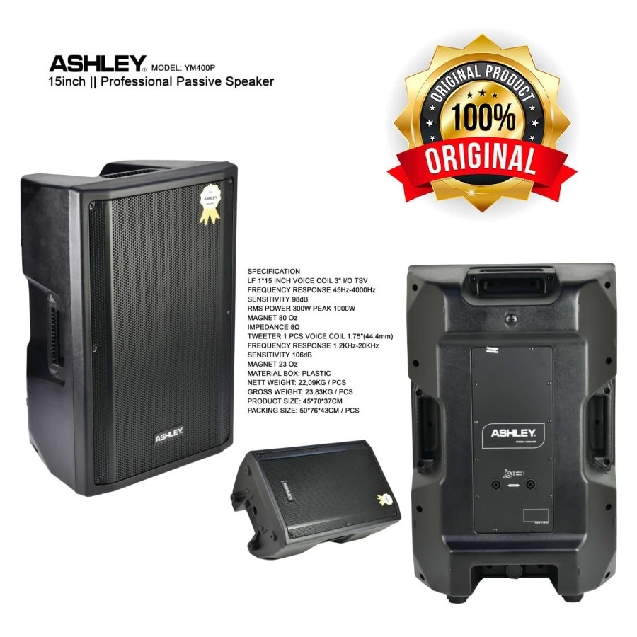 Ashley YM 400P / Speaker pasif Ashley YM400P Original 15 inch. ( 1pair )