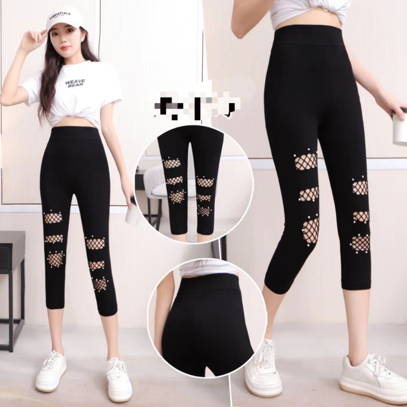 legging renda motif mutiara 7/8 brukat import