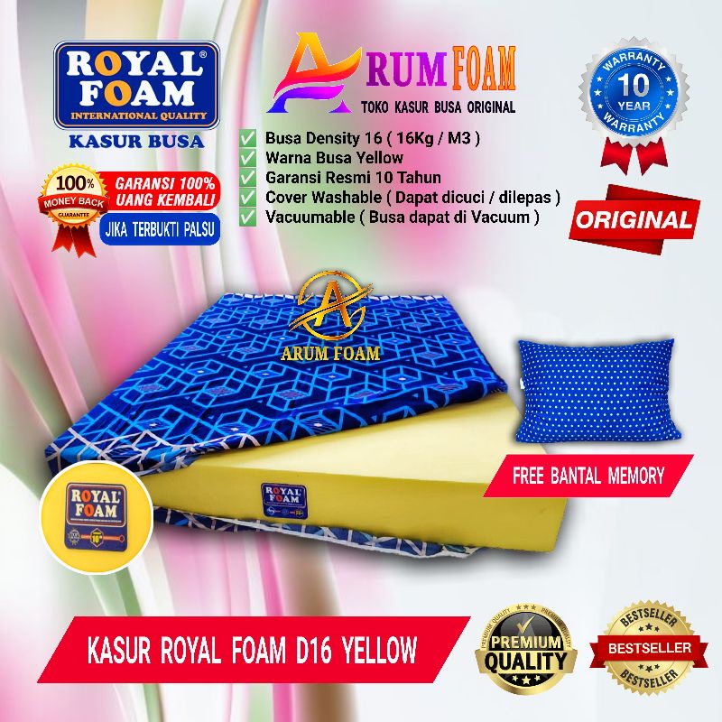 KASUR BUSA ROYAL FOAM D16 YELLOW ORIGINAL. TEBAL 15Cm, 20Cm & 30Cm