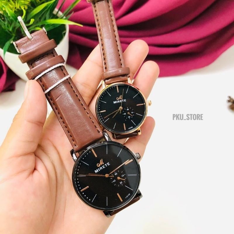 JAM TANGAN KULIT COUPLE TAHAN AIR ORIGINAL MIRETE