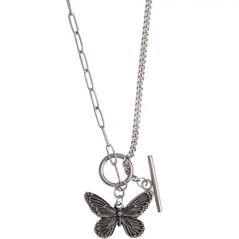 Selebriti Internet niche retro butterfly PL buckle kalung wanita fashion keren peri ins gaya dingin