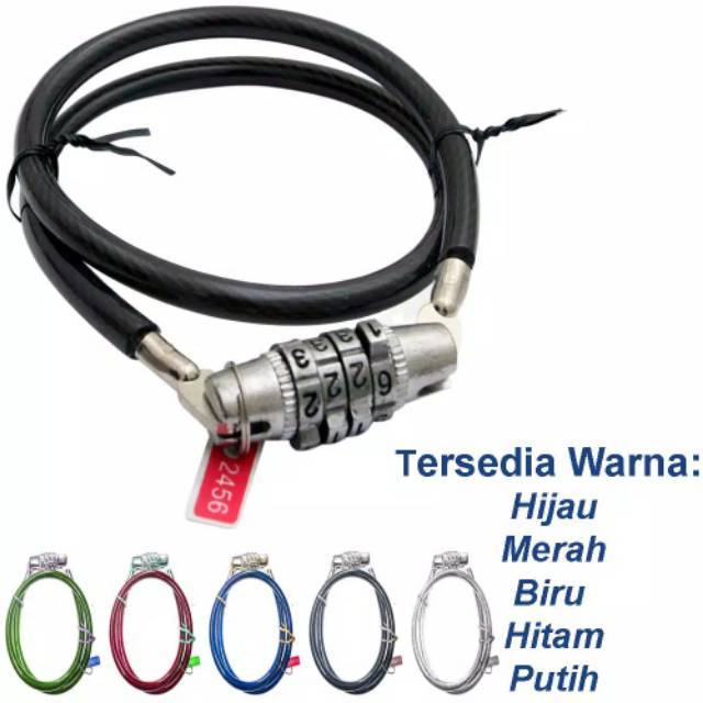 Cable Lock tali baja - Gembok Kabel Pin angka - Gombok Helm sepeda KODE Kunci PIN anti maling motor