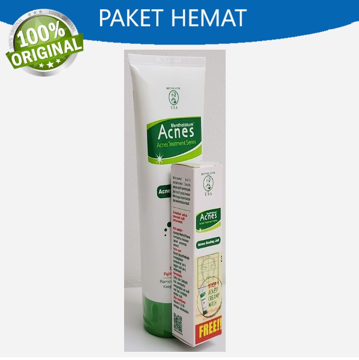 Acnes Creamy Wash 100gr Free Sealing Jell 5g Bundle Paket Perawatan