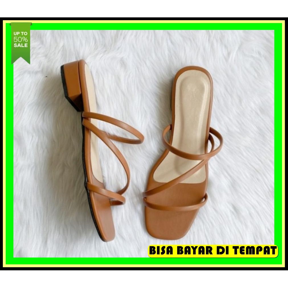 Sandal Hak High Heels Import Wanita Kaca Kokop Tali Belakang R 77 Hils Sepatu Sandal Hak Tahu Datar