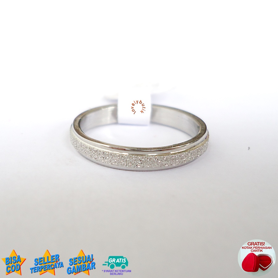 Lovelybutik - Cincin Pasir Titanium Wanita Pria Anti karat Asli P3oni Cincin Model Terbaru Model  Pasir Tipis Bonus Tempat Perhiasan