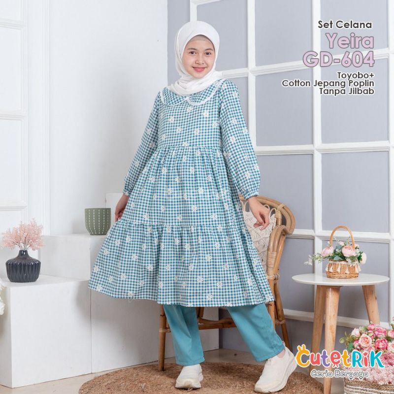 [BEST SELLER ORIGINAL CUTETRIK TERBARU] SETELAN SET CELANA  BAJU LONG TUNIK YEIRA BAHAN KATUN TOYOBO