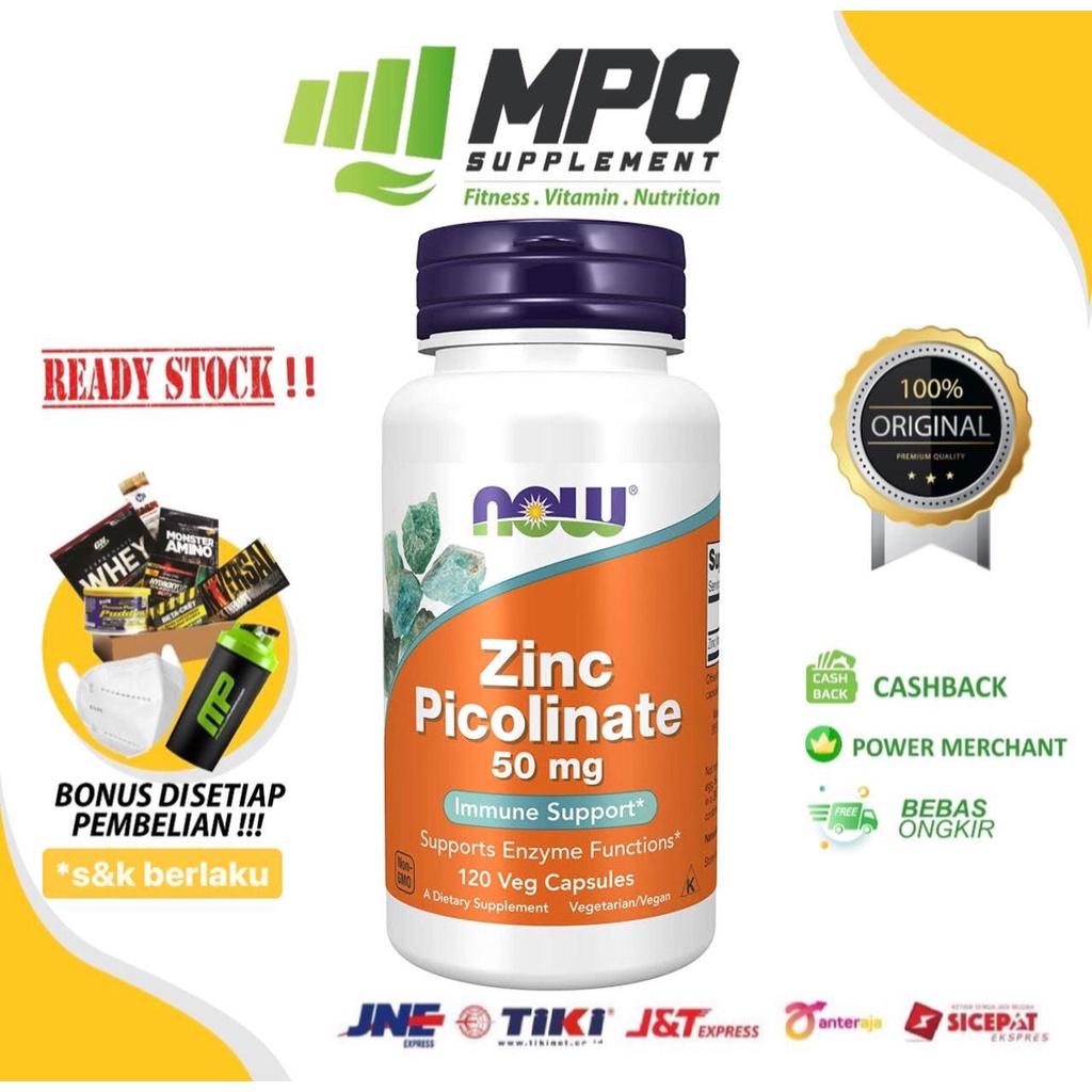 NOW Foods Zinc Picolinate 50 mg (120caps) Now Zinc Picolinate 50mg ORIGINAL USA