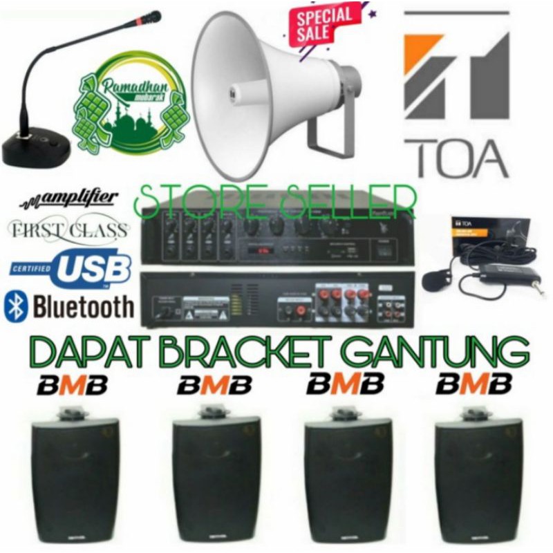 Paket Sound System BMB Kg511 TOA Mesjid Mushola indoor 4 + outdoor 1