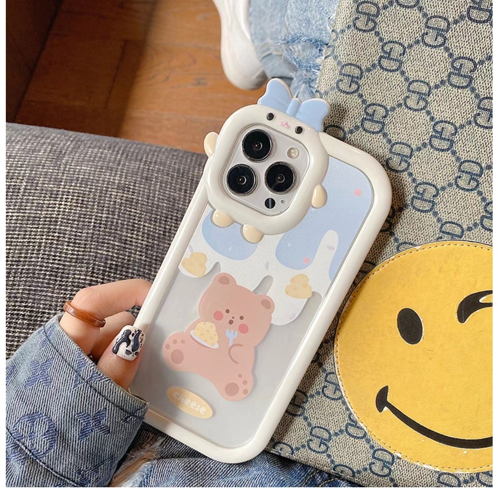 Ins Casing iPhone 14 14pro 14max 14prm 13 13pro 13prm 11 6splus 7Plus 8Plus Xr XS 13 12pro Max Motif Beruang Shockproof