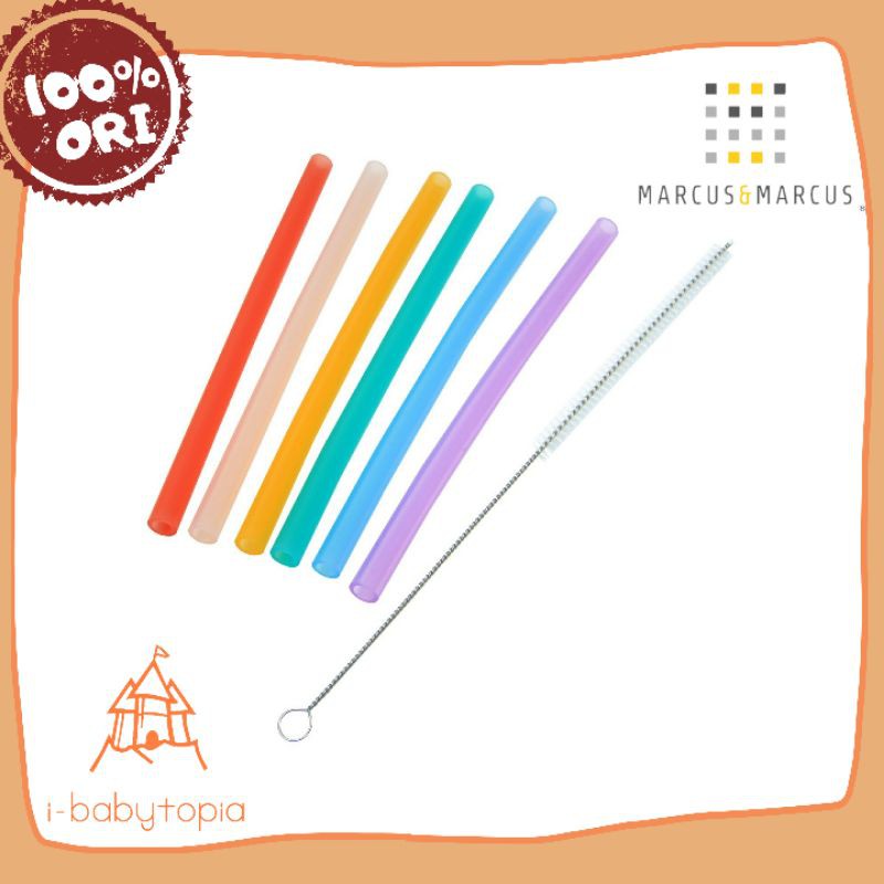 Marcus n marcus reusable silicone straws plus brush set