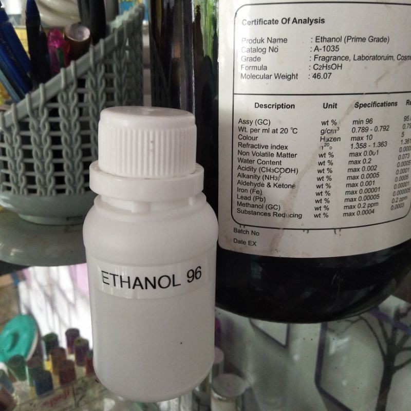 Etanol 96% 100ml Ethanol prime grade untuk pelarut/campuran parfum kualitas terbaik di kelasnya